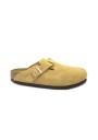 1 - BIRKENSTOCK BOSTON 1026164 latte cream marrone suede ciabatta zoccolo donna fibbia camoscio