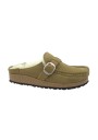 1 - BIRKENSTOCK BUCKLEY SHEARLING 1018127 tea marrone ciabatta sabot donna fibbia mocassino pelo