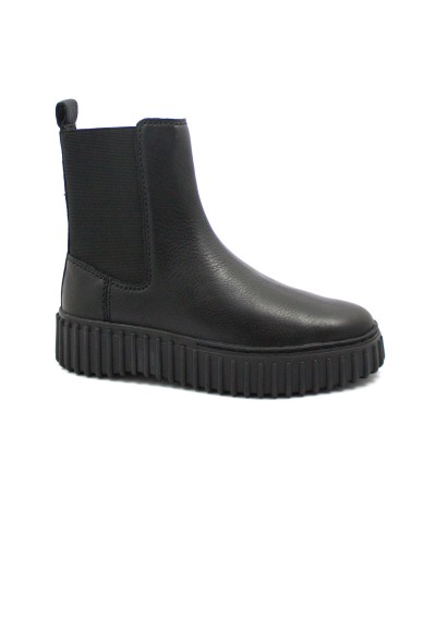 1 - CLARKS TORHILL MAPLE black nero scarpe donna stivaletto beatles elastici pelle