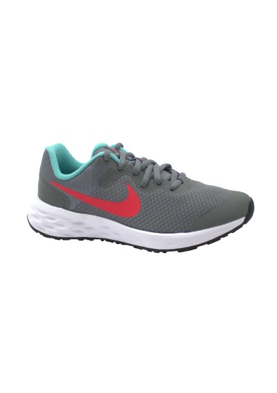 1 - NIKE DD1096 REVOLUTION 6 grey red scarpe unisex bambino/donna tessuto lacci