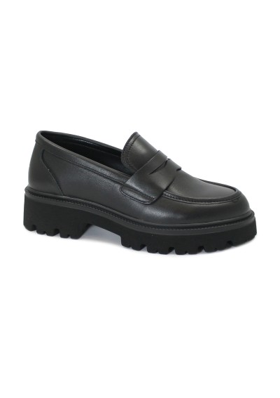 1 - KEYS 10031 black nero donna mocassino college pelle carrarmato