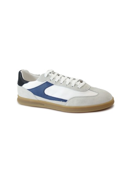 1 - FRAU 22D1 bianco blu scarpe uomo sneakers lacci pelle