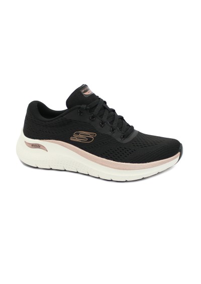 1 - SKECHERS 150067 ARCH FIT 2.0 black rose gold nero scarpe sneakers donna lacci vegan