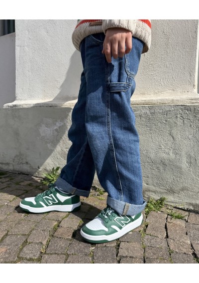 2 - NEW BALANCE PSB480 GH verde  scarpe bambino lacci sneakers pelle
