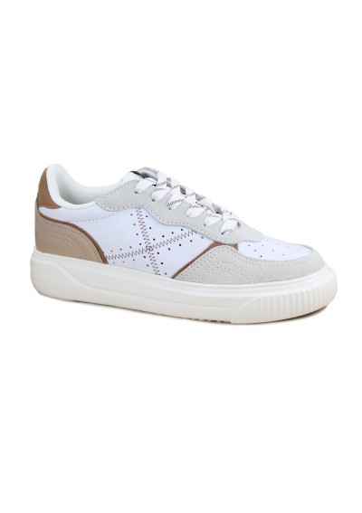 1 - MUNICH 8092010 SUGAR bianco scarpe donna sneakers lacci pelle