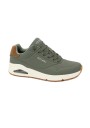 1 - SKECHERS 183004 UNO olive verde scarpe uomo sneakers memory foam lacci