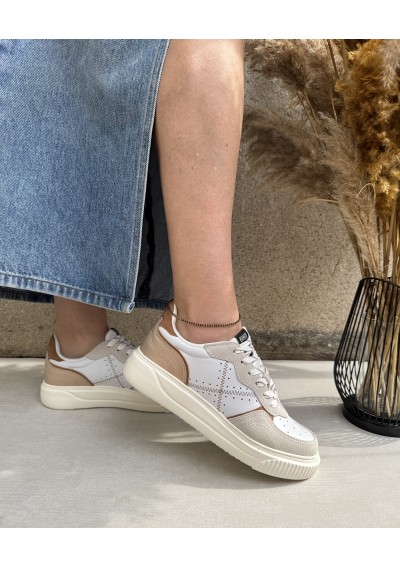 2 - MUNICH 8092010 SUGAR bianco scarpe donna sneakers lacci pelle