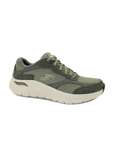 1 - SKECHERS 232702 ARCH FIT olive verde scarpe uomo sneakers lacci tessuto plantare