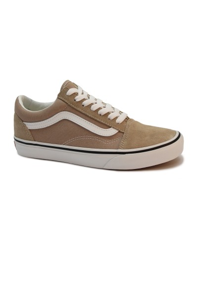 1 - VANS OLD SKOOL 6WE2V1 warm taupe beige scarpe donna unisex sneakers lacci tessuto