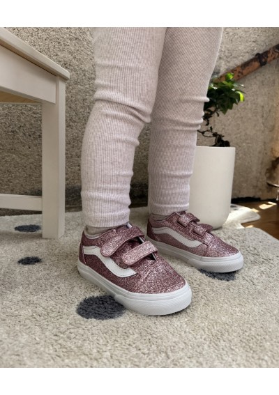 2 - VANS OLD SKOOL V RCFSL1 rose gold glitter scarpe bambina sneakers strappi