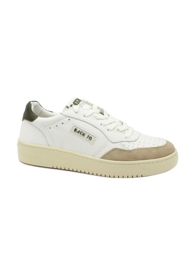 1 - BACK 70 8002-777  bianco verde scarpe uomo pelle sneakers lacci