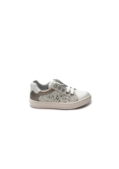1 - BALOCCHI 151626 SHILA 26/29 bianco platino scarpe bambina primi passi sneaker lacci zip pelle glitter