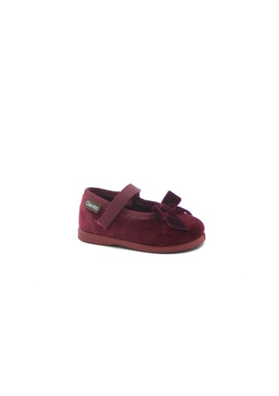 1 - CIENTA 400024 burdeos rosso scarpe bambina ballerina velluto strappo fiocco