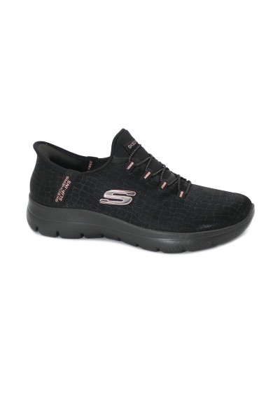 1 - SKECHERS 150128 SLIP-INS CLASSY NIGHT nero scarpe donna sneakers memory foam VEGAN