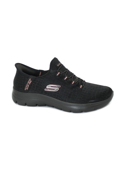 2 - SKECHERS 150128 SLIP-INS CLASSY NIGHT nero scarpe donna sneakers memory foam VEGAN