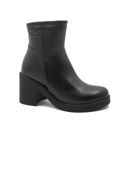 1 - BUENO SHOES WZ7100 nero pelle stivaletto tronchetto donna tacco zip
