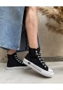 2 - CAFè NOIR DM9112 nero scarpe donna sneakers alte platform lacci strass