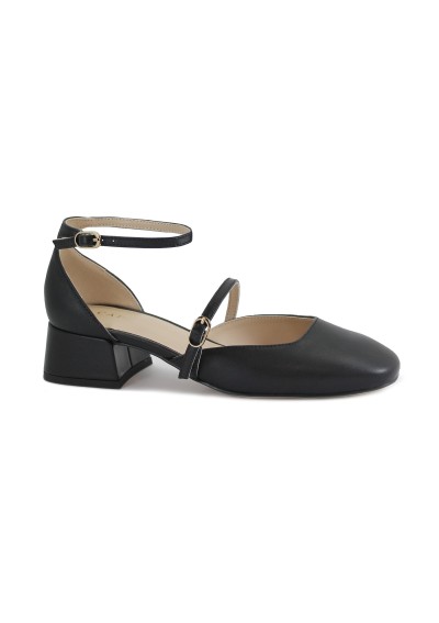 1 - CAFè NOIR FD4005 nero ballerina donna punta quadrata pelle tacco cinturini