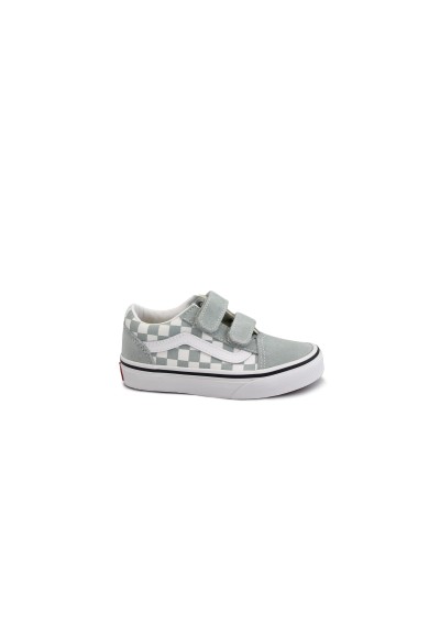 1 - VANS OLD SKOOL V CYAEPO1 color theory checkerboard azzurro verde bambino sneakers strappi scacchi