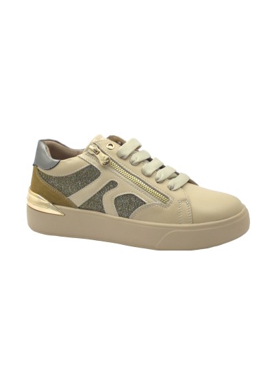 1 - KEYS 8341 crema taupe scarpe sneakers donna lacci platform zip