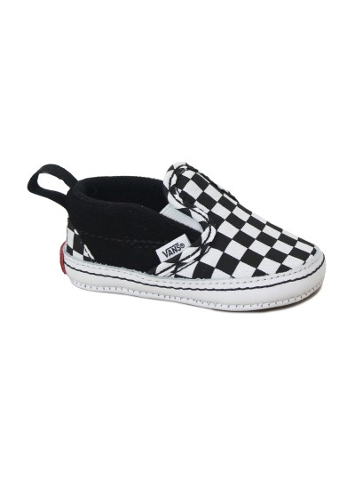 1 - VANS SLFB71 SLIP ON V CRIB black white nero scarpe snakers bambino culla elastico slip on