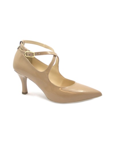 1 - NERO GIARDINI 08601 nudo rosa scarpe donna decolletè tacco punta vernice  incrocio cinturino