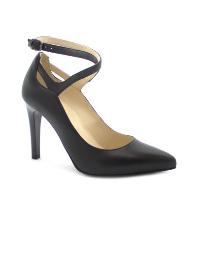 1 - NERO GIARDINI 08611 nero scarpe donna decolletè tacco punta incrocio cinturino