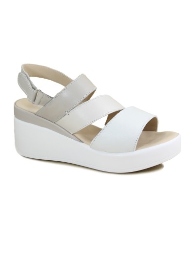 1 - MELLUSO WALK 19147Z latte macchiato beige scarpe donna sandalo zeppa cinturino pelle