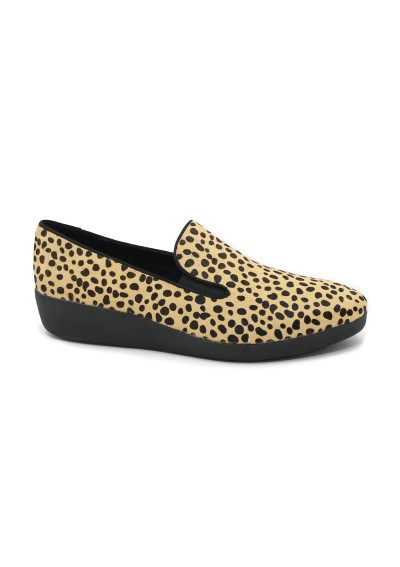 1 - FITFLOP 661-322 F-POP SKATE leopard scarpe donna ballerina pelle