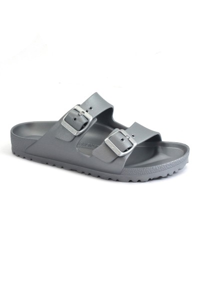 1 - BIRKENSTOCK ARIZONA EVA 1003491 silver grigio ciabatte donna fibbie gomma