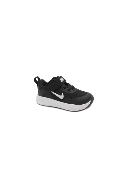 1 - NIKE CJ3818 WEARALLDAY black white nero bianco scarpe bambino/a tessuto strappo