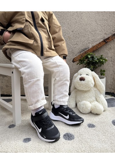 2 - NIKE CJ3818 WEARALLDAY black white nero bianco scarpe bambino/a tessuto strappo