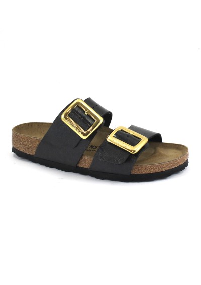 1 - BIRKENSTOCK SYDNEY CUSHION BUCKLE 1029457 graceful licorice nero donna ciabatte fibbie