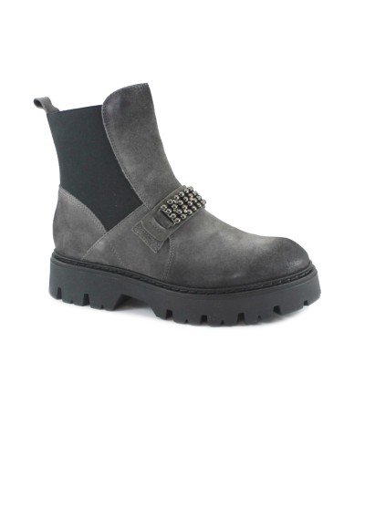 1 - CAFè NOIR FC6006 asfalto grigio donna scarpe stivaletto elastico beatles borchie
