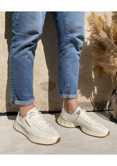 2 - CLARKS CRAFT SPEED off white bianco scarpe uomo sneakers pelle lacci