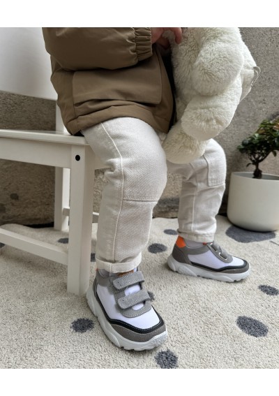 2 - FALCOTTO AMANTEA 19002 21/26 grey white grigio scarpe bambino sneakers strappi pelle