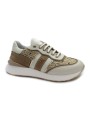 1 - FERRE F100 avorio nocciola gold bianco beige scarpe sneakers donna lacci pelle