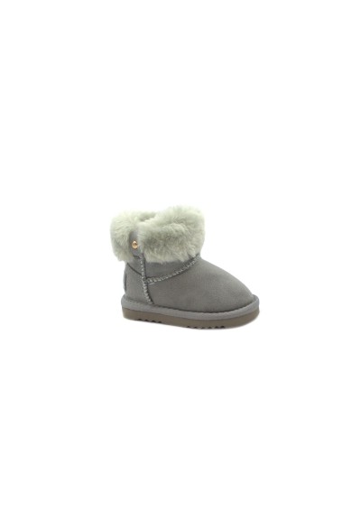 1 - GRUNLAND CROY PP0093 grigio bambina stivali stivaletti pelo con zip laterale