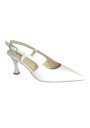 1 - NERO GIARDINI 09331 bianco scarpe donna sposa decolletè tacco sling back cinturino punta