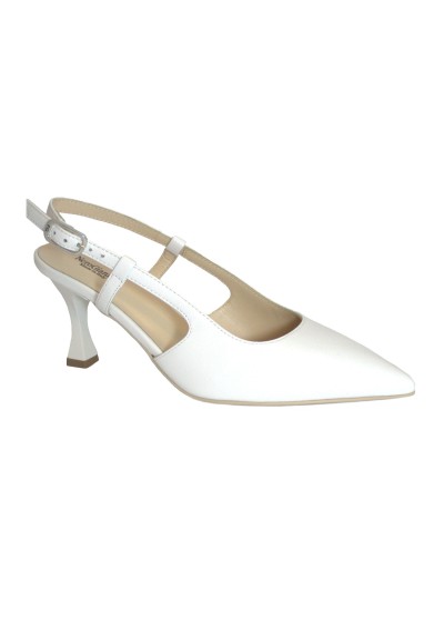1 - NERO GIARDINI 09331 bianco scarpe donna sposa decolletè tacco sling back cinturino punta