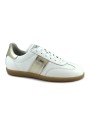 1 - NERO GIARDINI 12851 bianco oro scarpe donna sneakers lacci pelle
