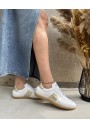 2 - NERO GIARDINI 12851 bianco oro scarpe donna sneakers lacci pelle