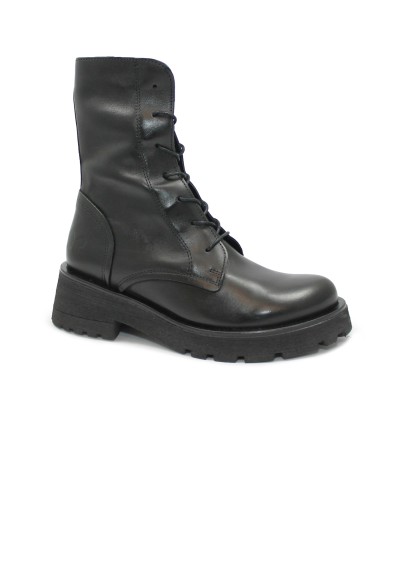 1 - FELMINI D510 anilex black nero donna scarponcino anfibio lacci pelle zip tallone