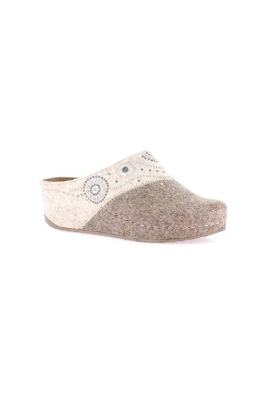 1 - GRUNLAND RAPY CI2969 taupe panna ciabatte pantofole donna zeppa feltro plantare comfort re-soft