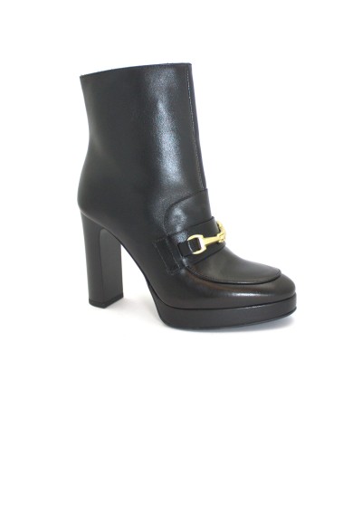 1 - NERO GIARDINI 08721 nero scarpe donna stivaletti tronchetti tacco zip pelle morsetto