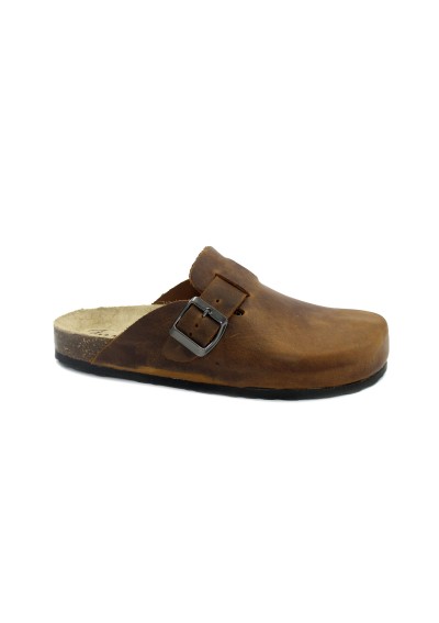 1 - FREE LIFE 890 cuoio marrone ciabatta zoccolo donna fibbia pelle plantare