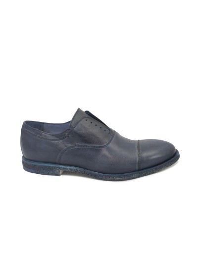 1 - J.P. DAVID 61470/1 blu scarpe uomo pelle derby elegante slip on