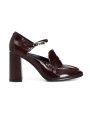 1 - CAFè NOIR LF3502 bordeaux scarpe donna mocassino cinturino tacco pelle vernice