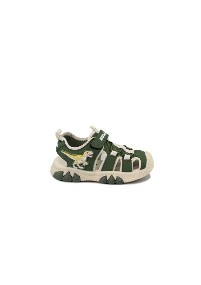 1 - BULL BOYS VELOCIRAPTOR DNCL5053 verde sandali bambino luci punta chiusa strappo tessuto