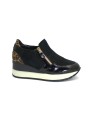1 - MELLUSO WALK R25545 nero scarpe donna sneakers zeppa slip on zip camoscio